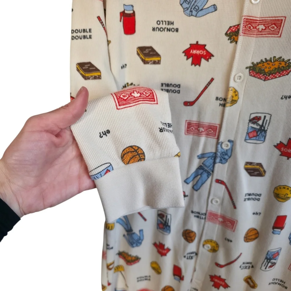 Arborist Thermal Onesie Pajamas Size Small Canadian Print Waffle - Picture 6 of 12